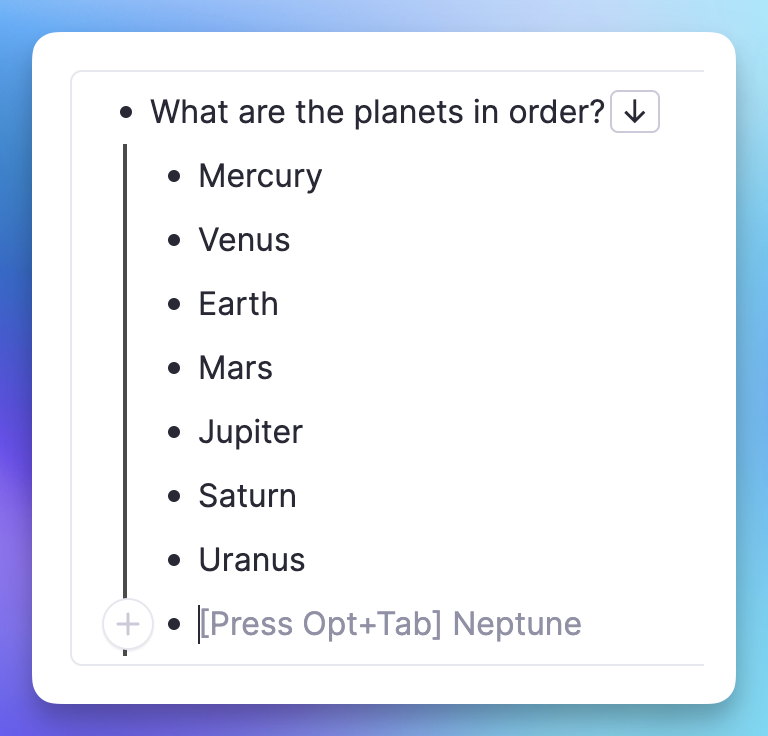 RemNote AI Tab Completion suggesting flashcard answers