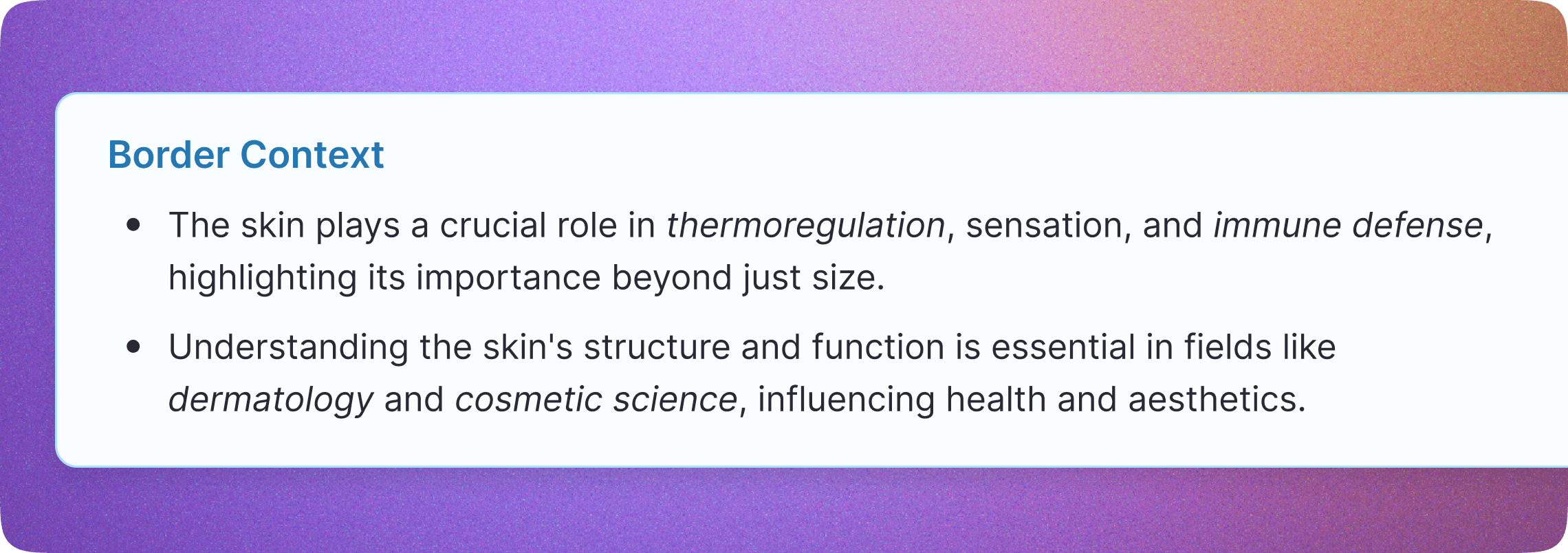 Flashcard showing broader context explanation