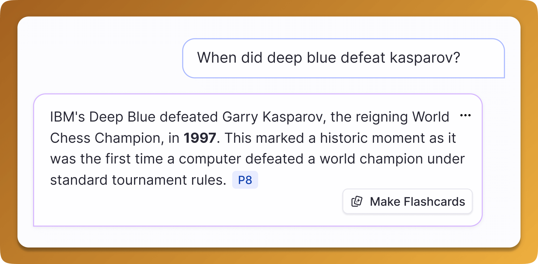 Flashcard with automatic citation linking to PDF source